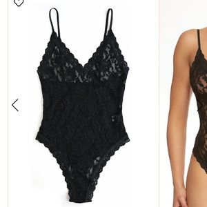 Hanky Panky Signature Lace Thong Back Bodysuit Black